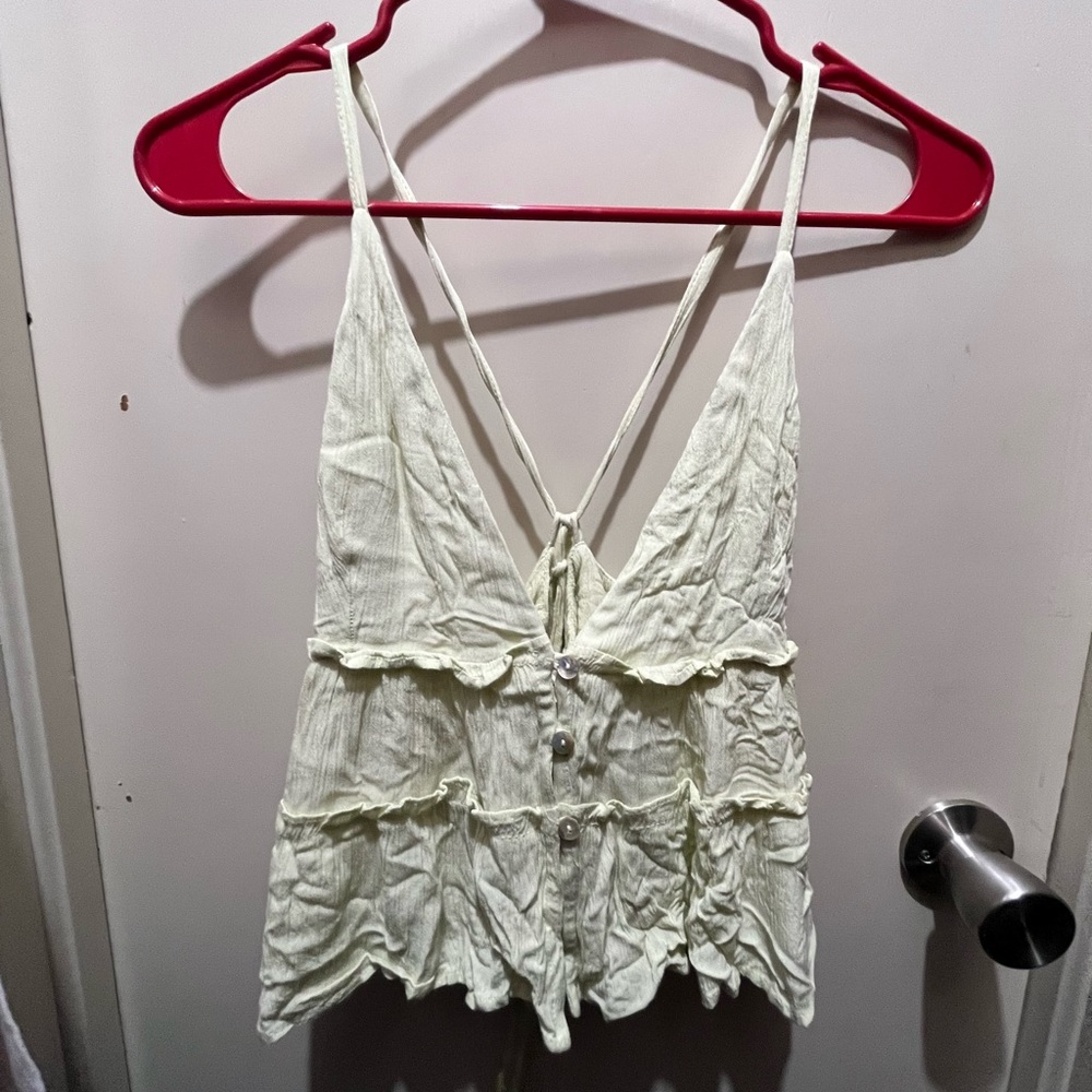 Green flowy tie blouse tank